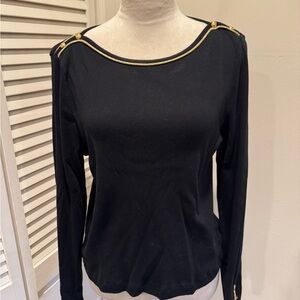 Lauren Ralph Lauren Black Blouse with Gold Trim